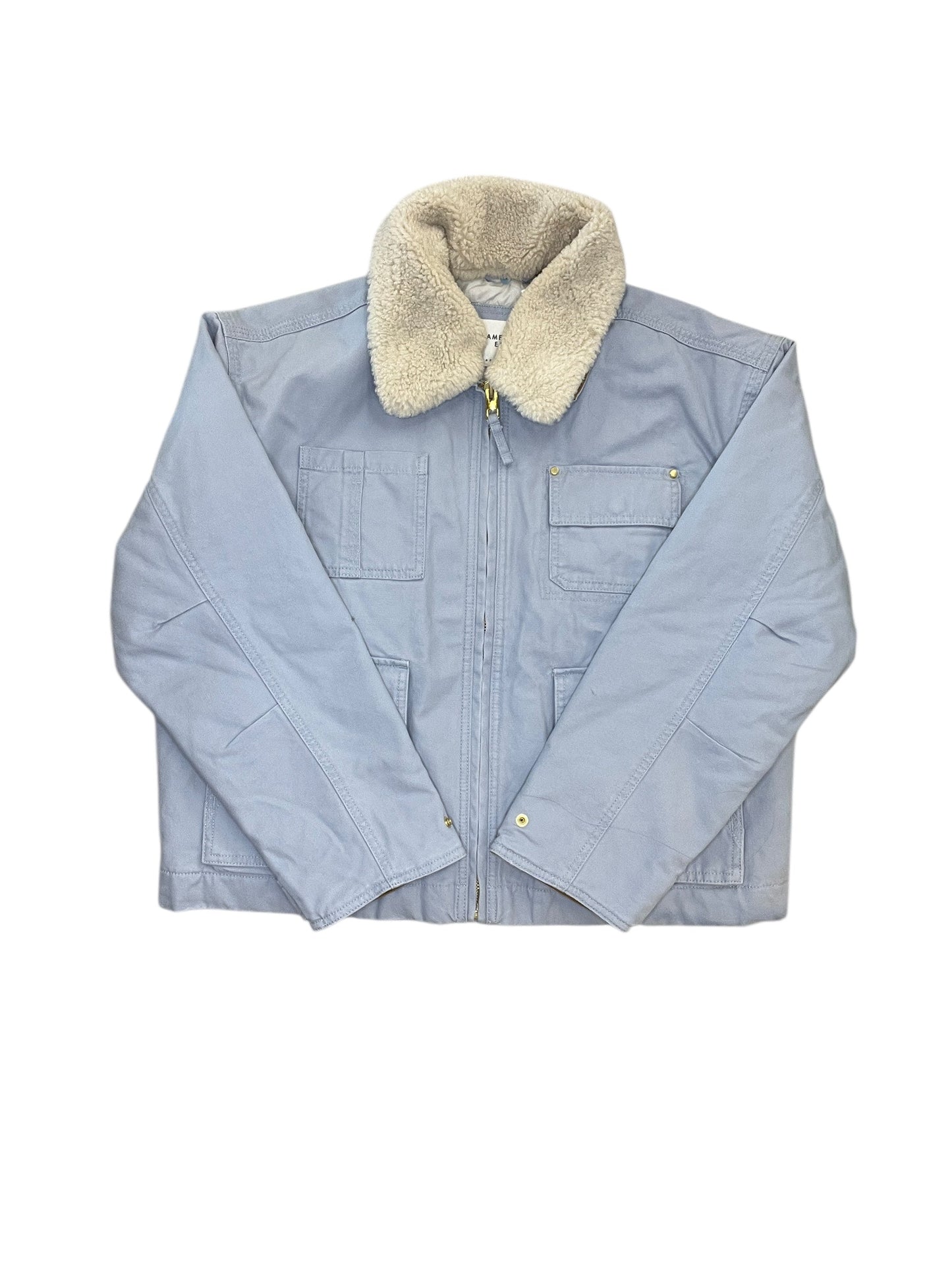 Coat Faux Fur & Sherpa By American Eagle In Blue, Size:Xl