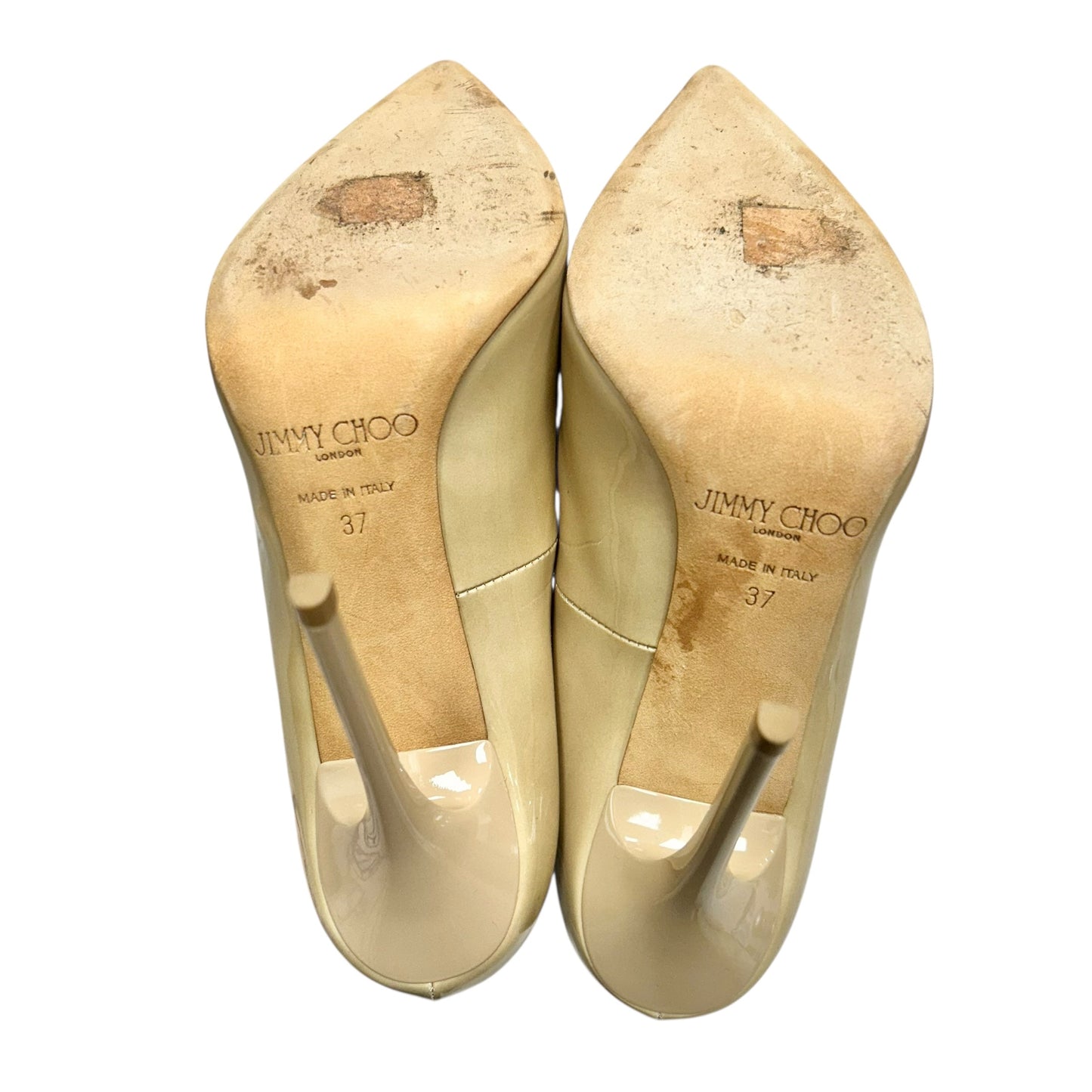 Shoes Luxury Designer By Jimmy Choo In Tan, Size: 6.5