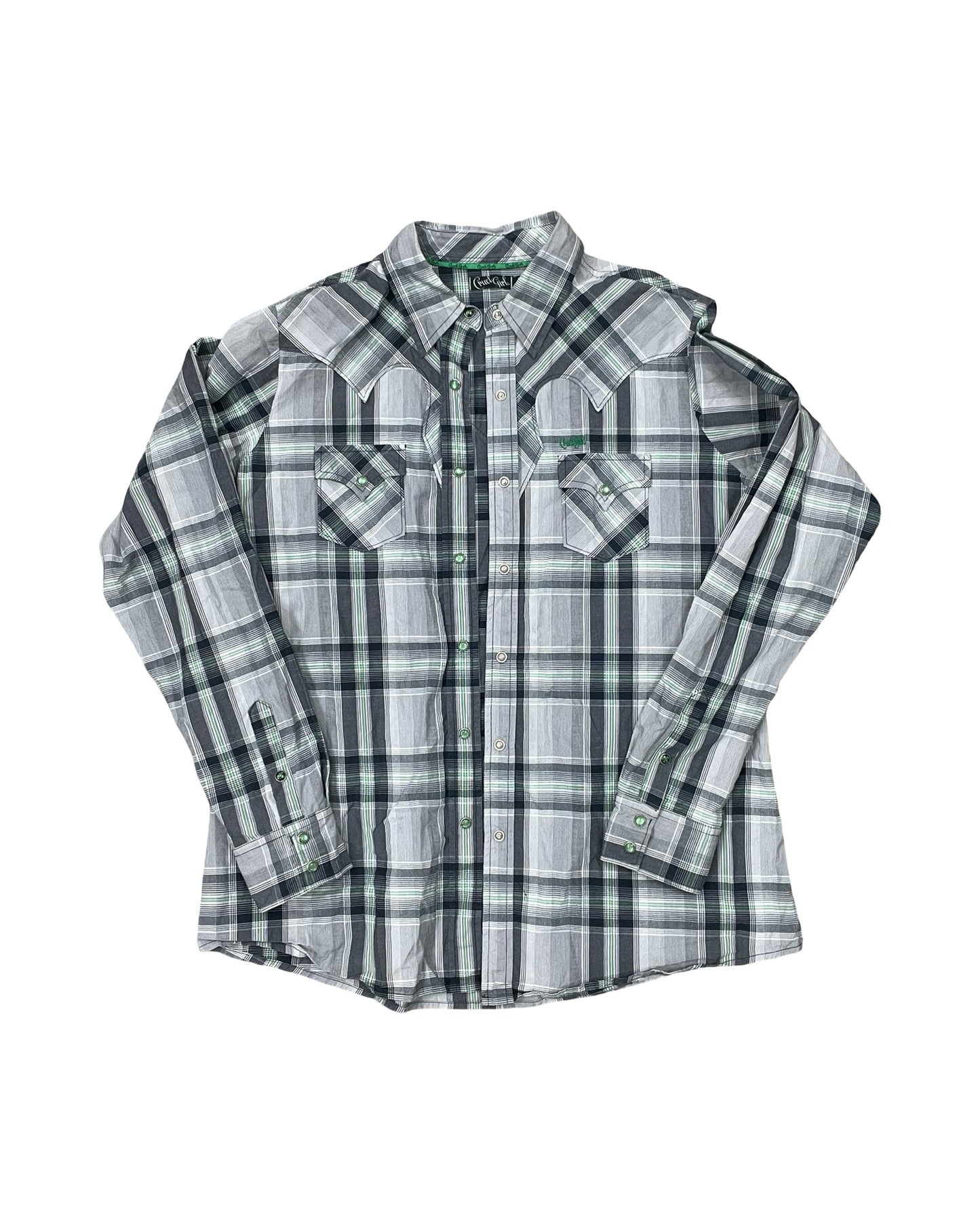 Blouse Ls By Clothes Mentor In Green & Grey, Size:Xl