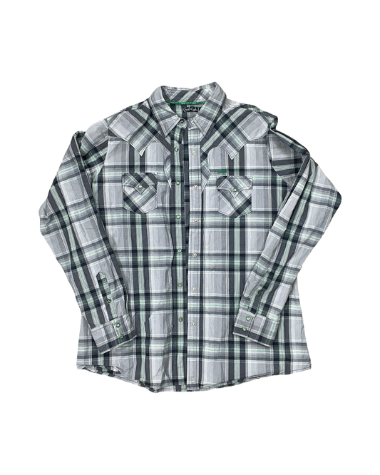 Blouse Ls By Clothes Mentor In Green & Grey, Size:Xl