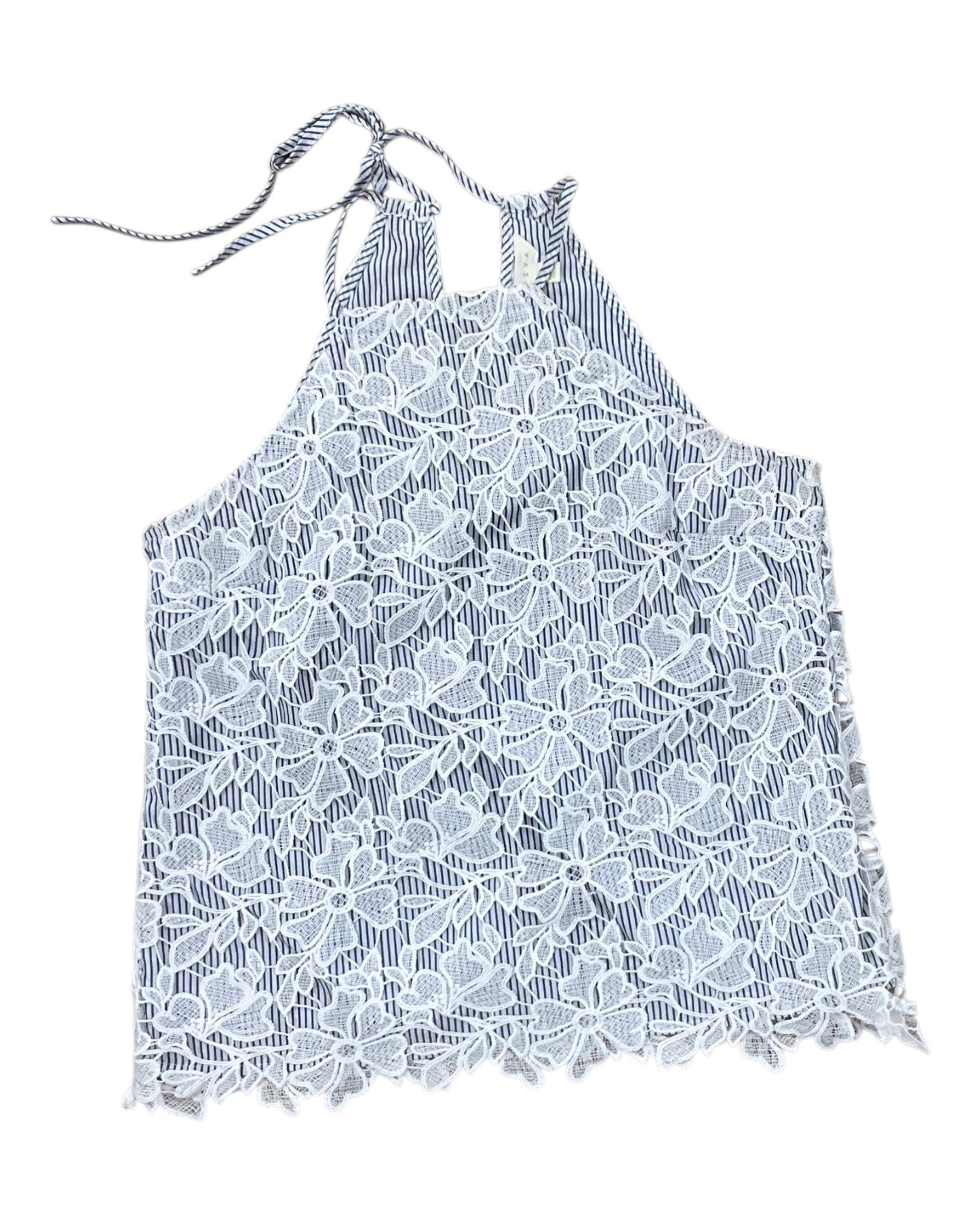 Top Sleeveless By Adiva In Blue & White, Size:S