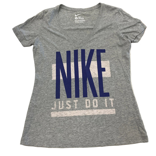 Athletic Top Ss By Nike Apparel In Blue & Grey, Size:L