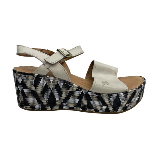 Sandals Heels Wedge By Born In Tan & White, Size:10