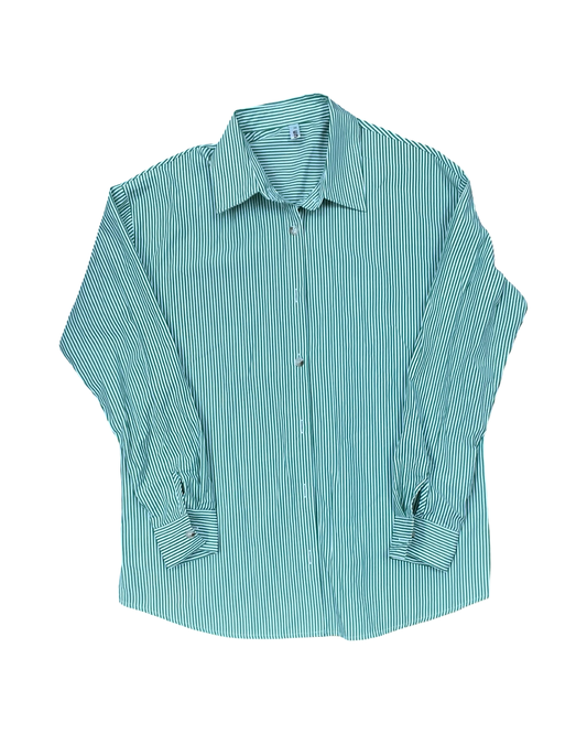 Blouse Ls By Clothes Mentor In Green & White, Size:S