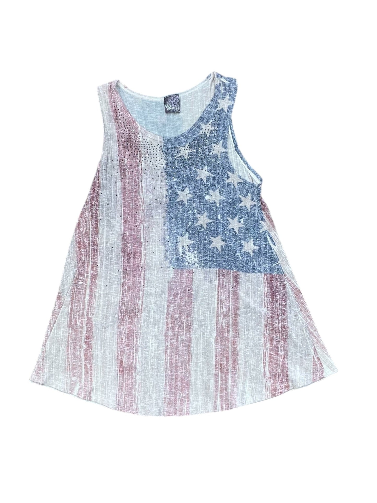 Top Sleeveless By Vocal In Cream & Red, Size:Xl