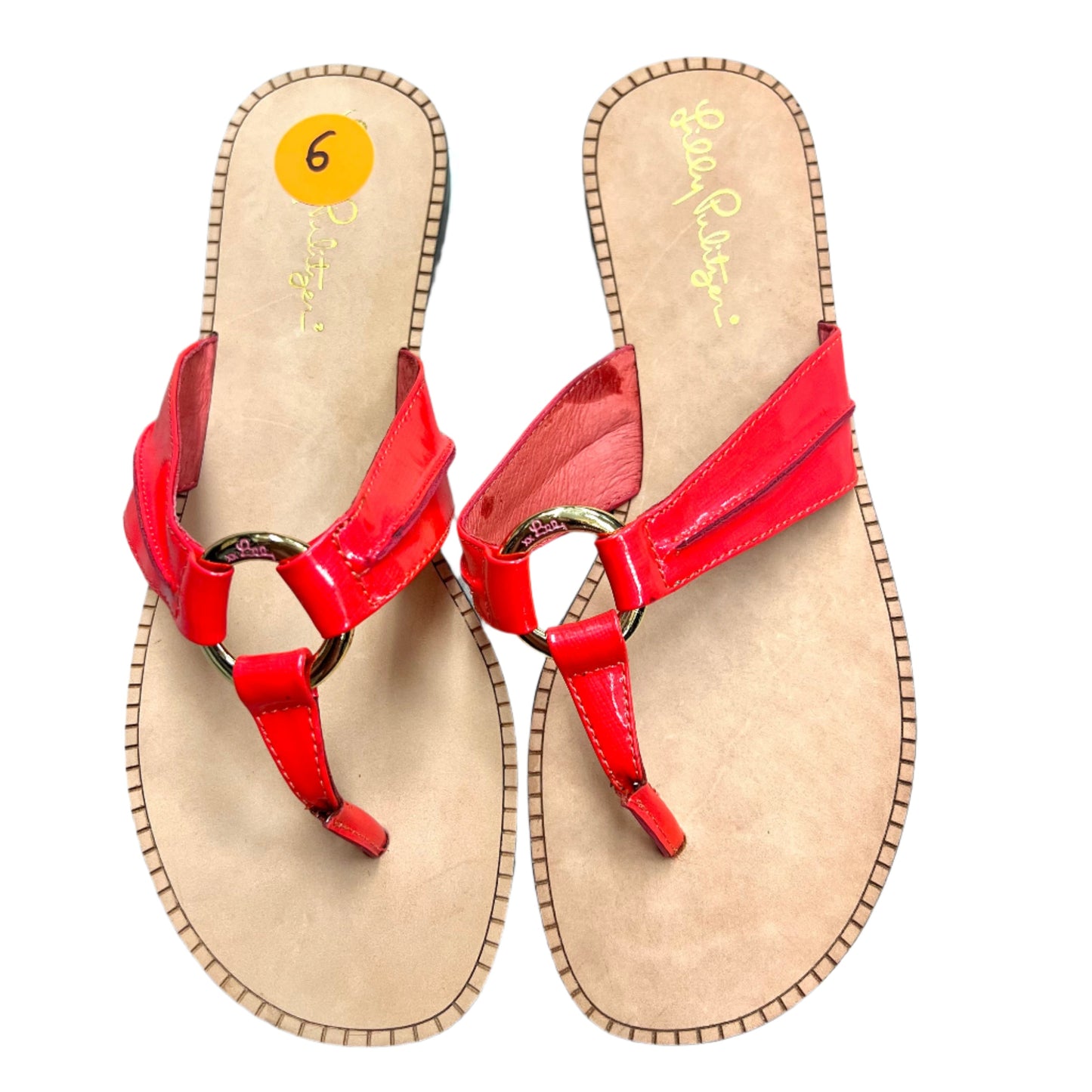 Sandals Designer By Lilly Pulitzer In Orange, Size: 6