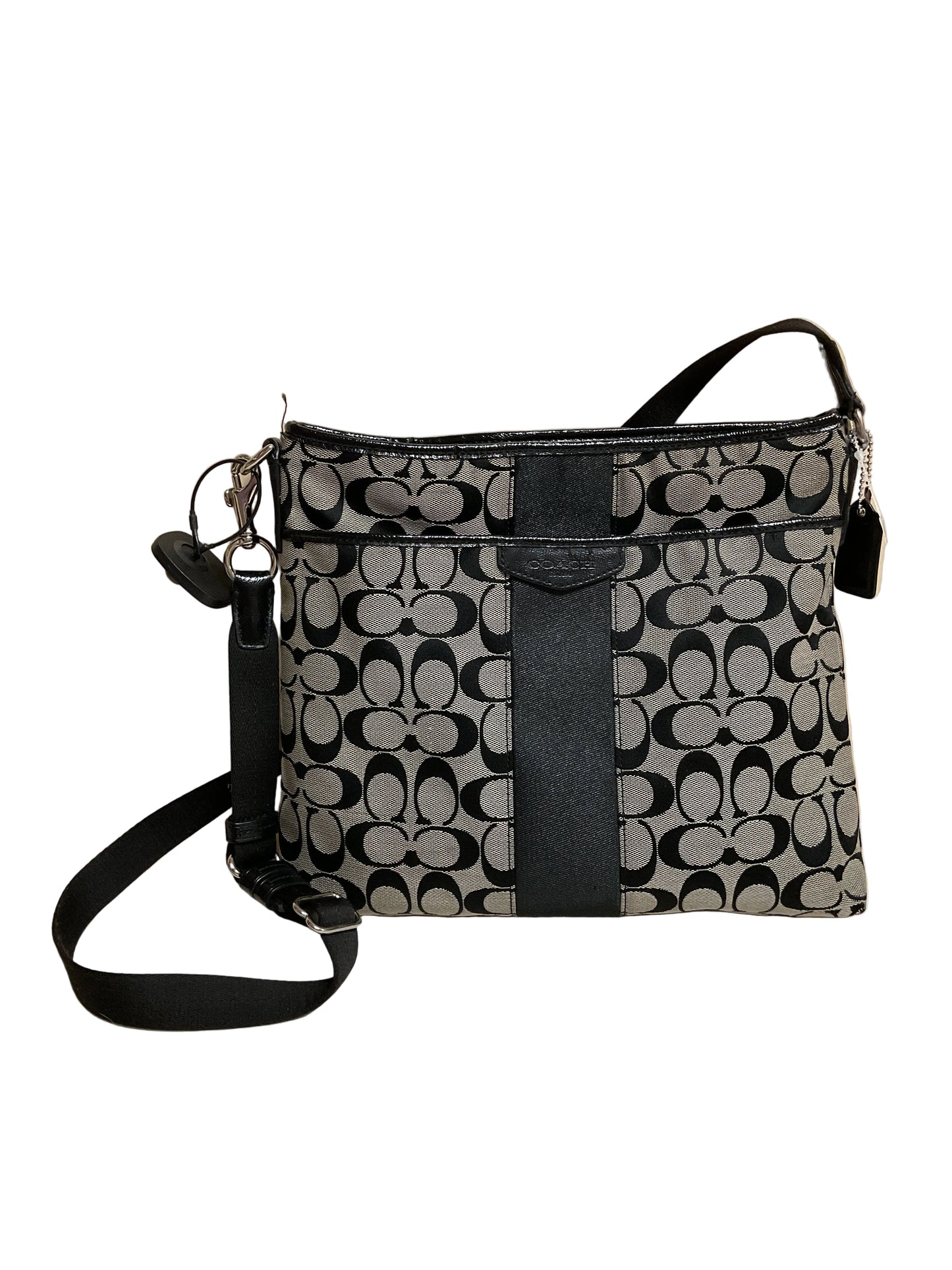 Crossbody Designer By Coach In Black & Tan, Size:Medium