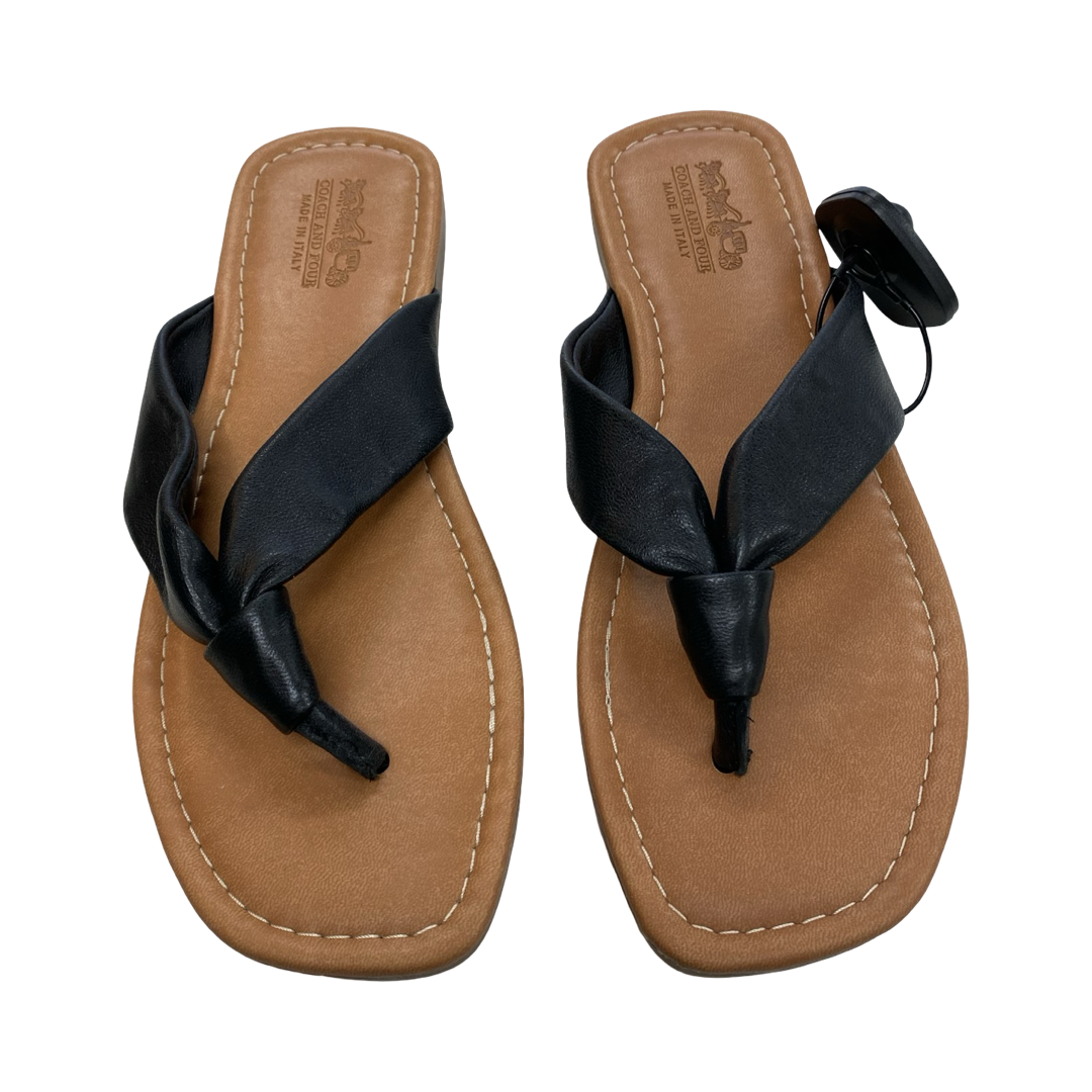 Sandals Flats By Coach And Four In Black & Brown, Size:8.5