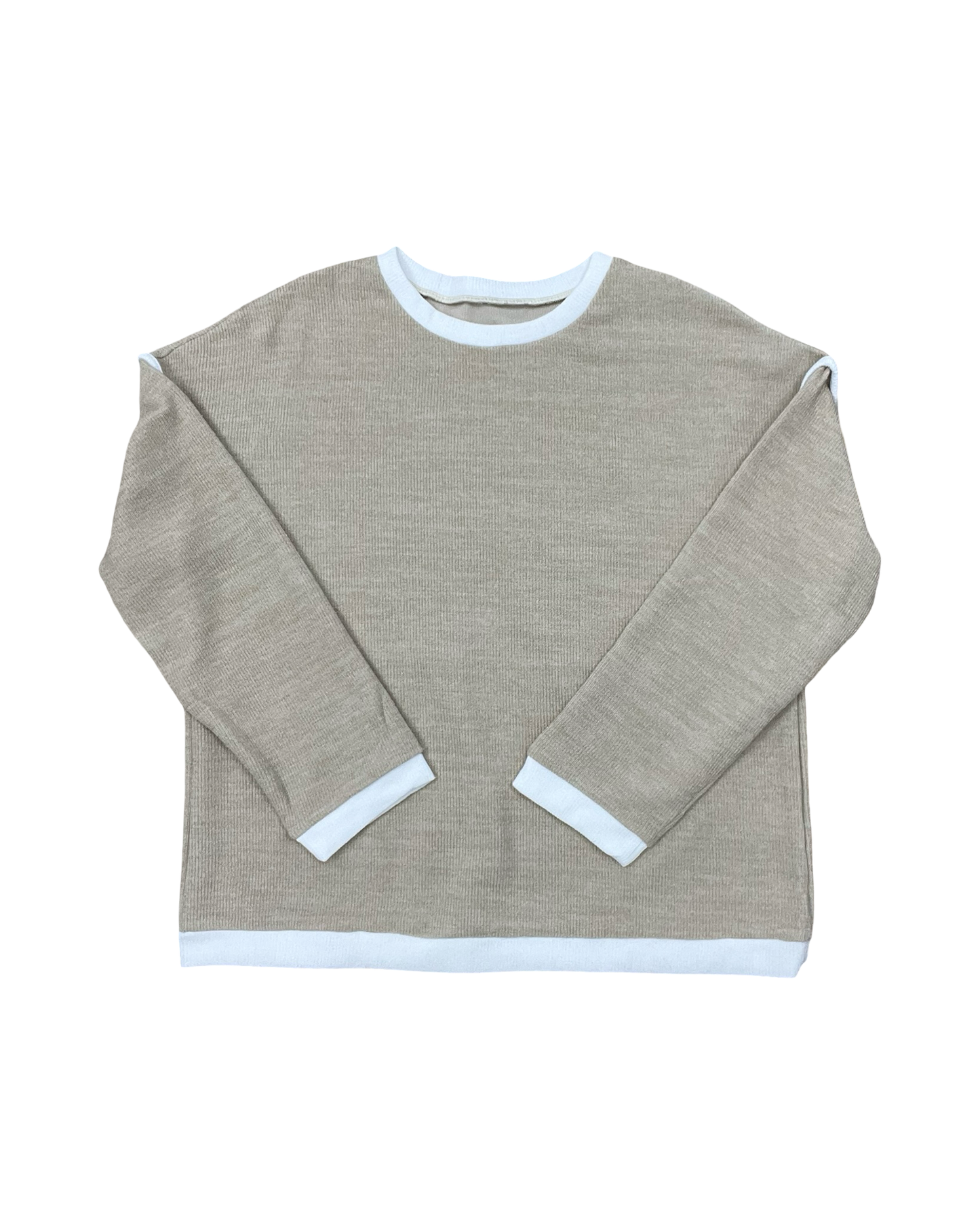 Top Ls By Clothes Mentor In Tan & White, Size:Xl
