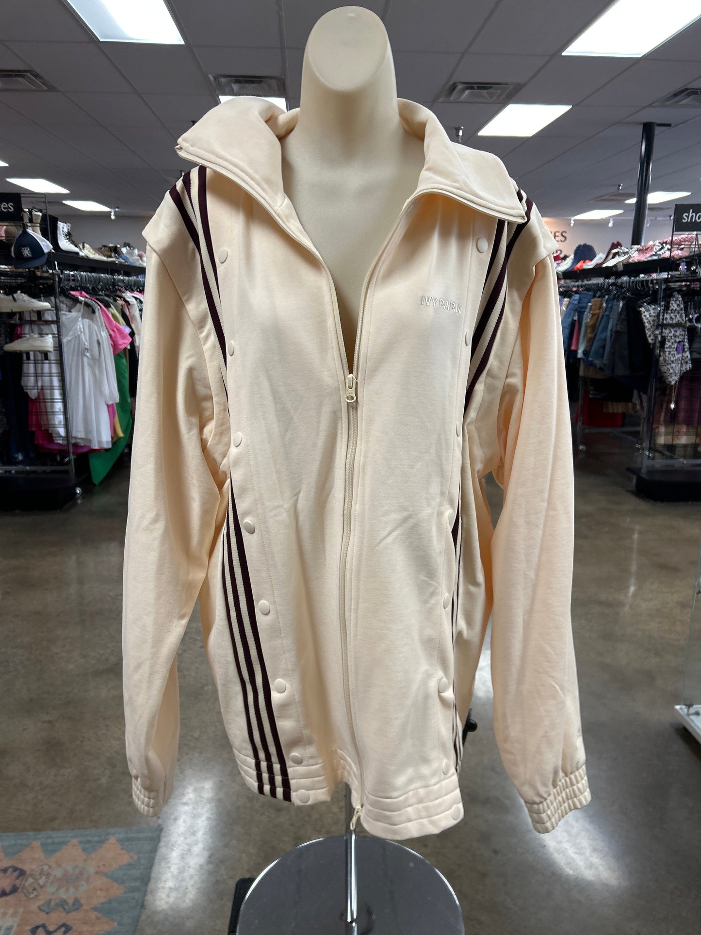 Athletic Jacket By Adidas In Cream, Size:M