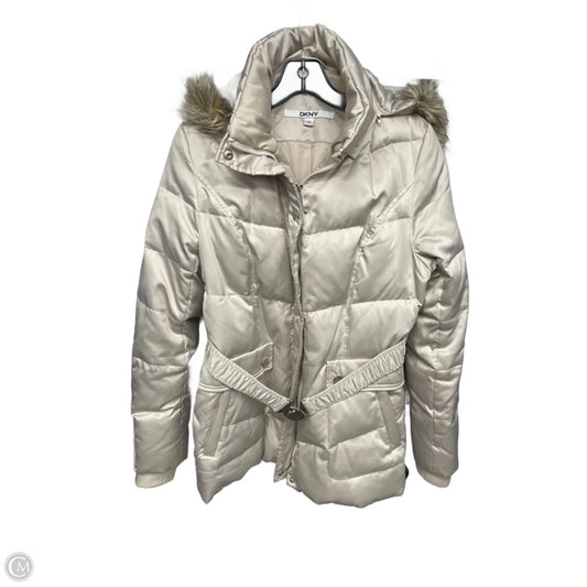 Jacket Puffer & Quilted By Dkny In Gold, Size: M