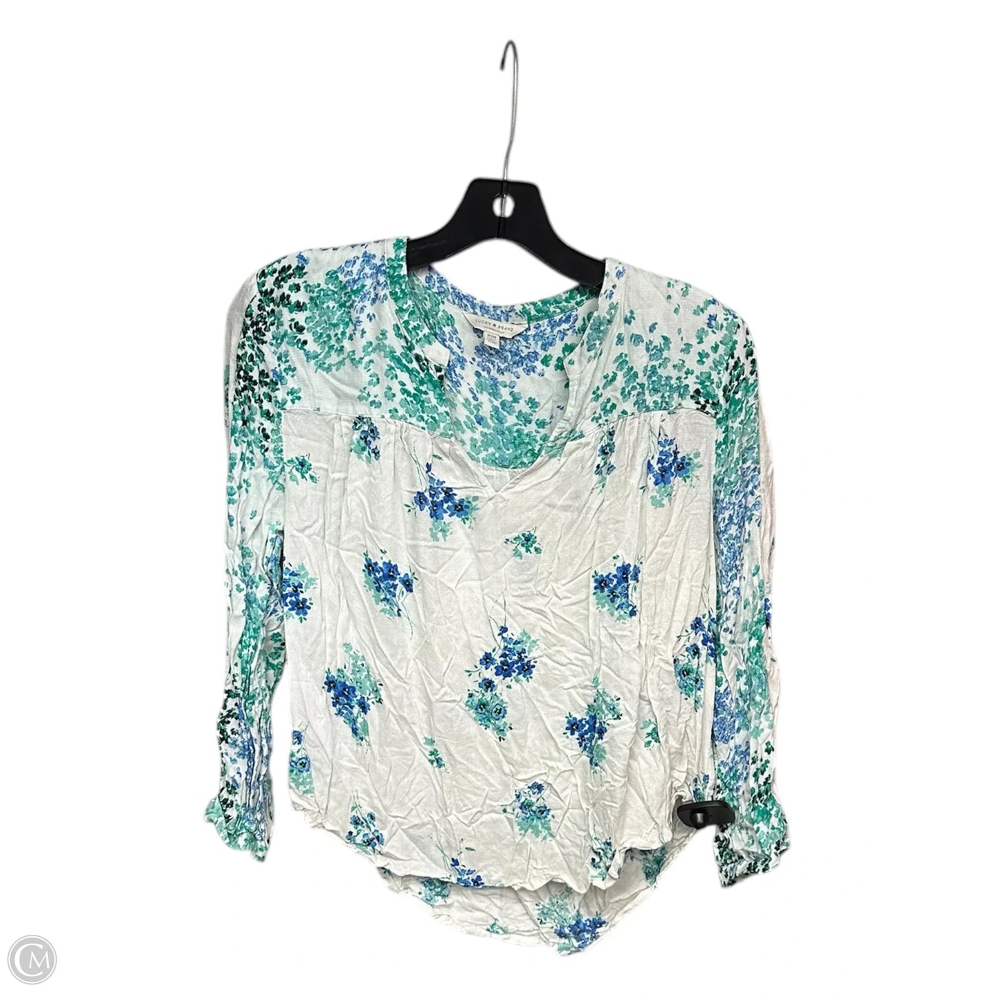 Top Long Sleeve By Lucky Brand In Blue & Green, Size: M