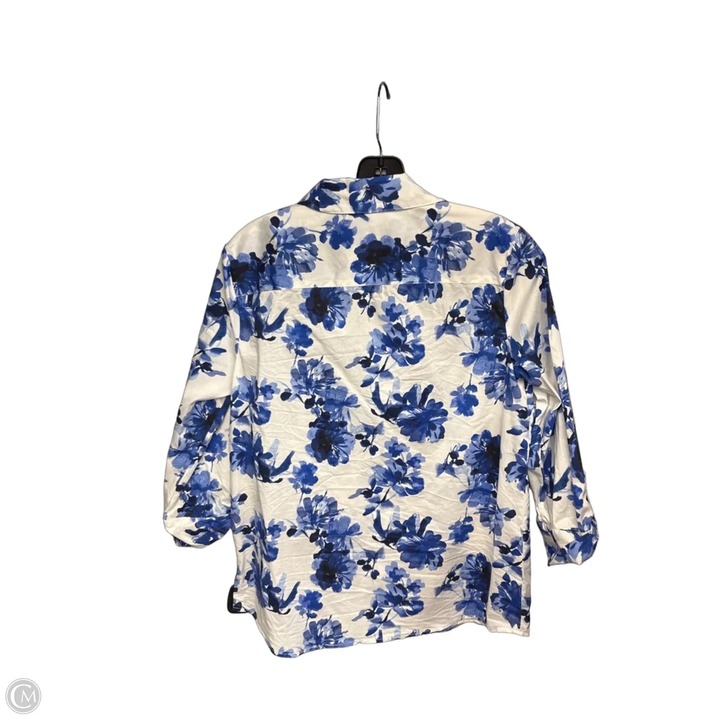 Top Long Sleeve By Jones New York In Blue & White, Size: S