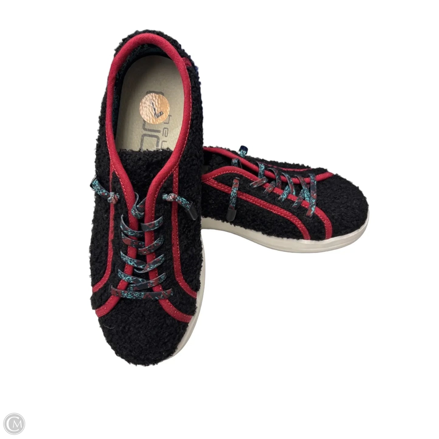 Shoes Flats By Hey Dude In Black & Red, Size: 7