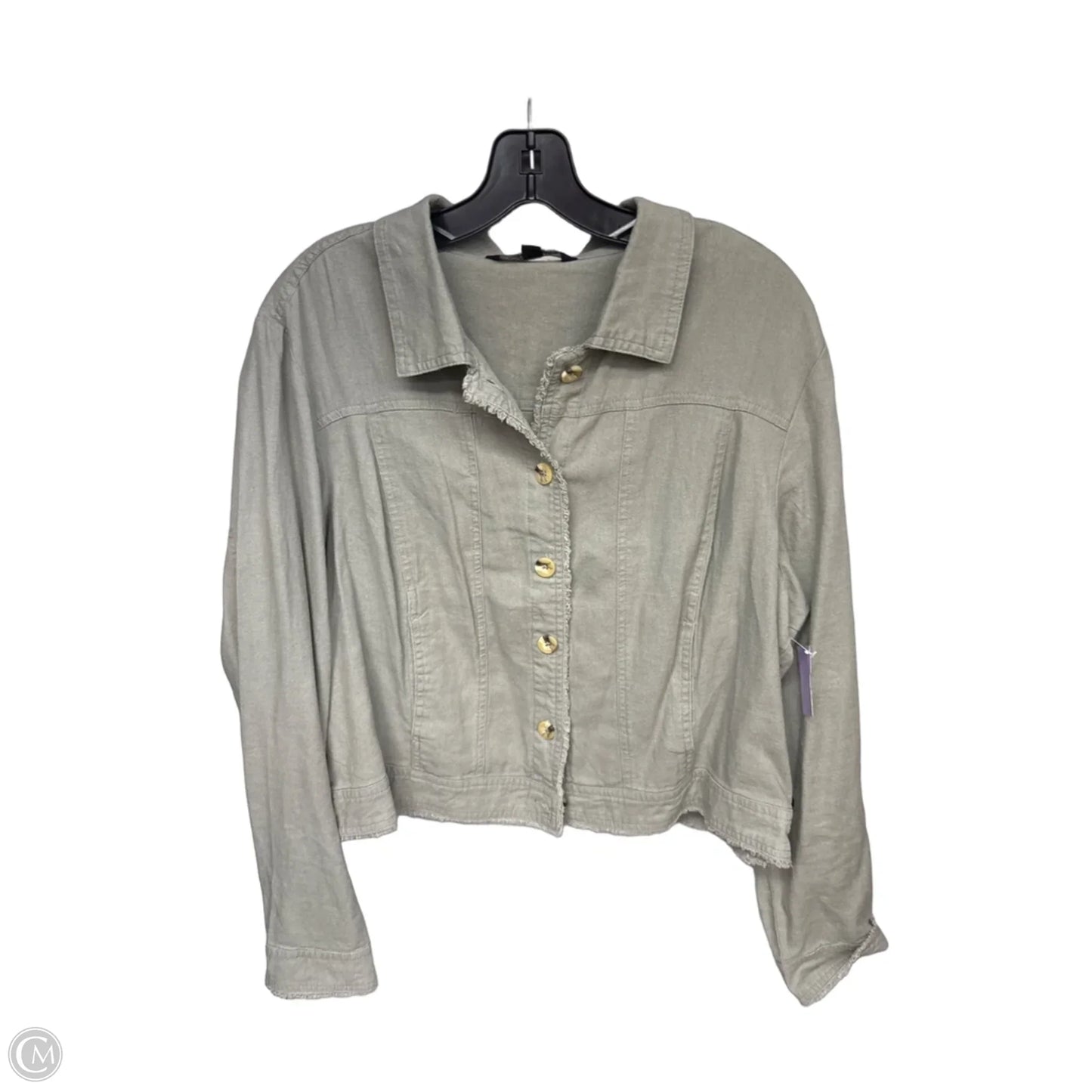 Top Long Sleeve By Charlie B In Grey, Size: Xl