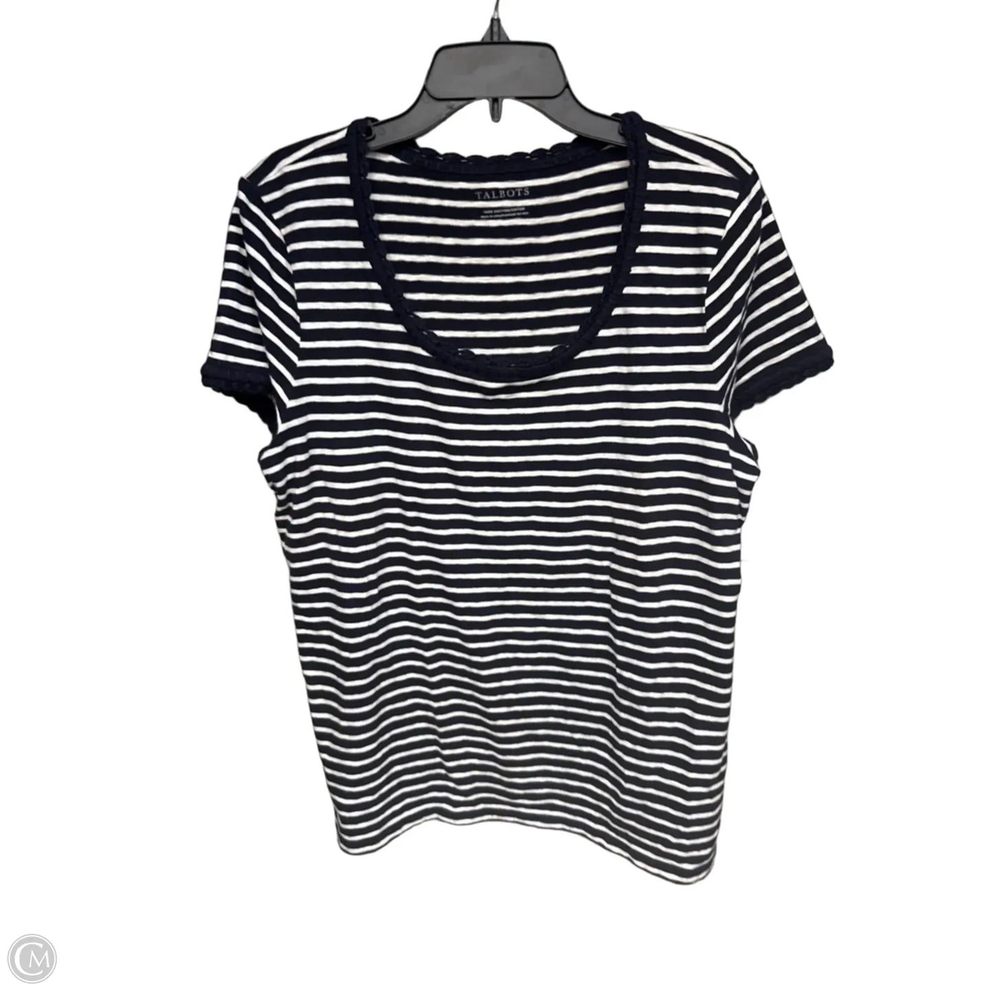 Top Short Sleeve By Talbots In Striped Pattern, Size: L