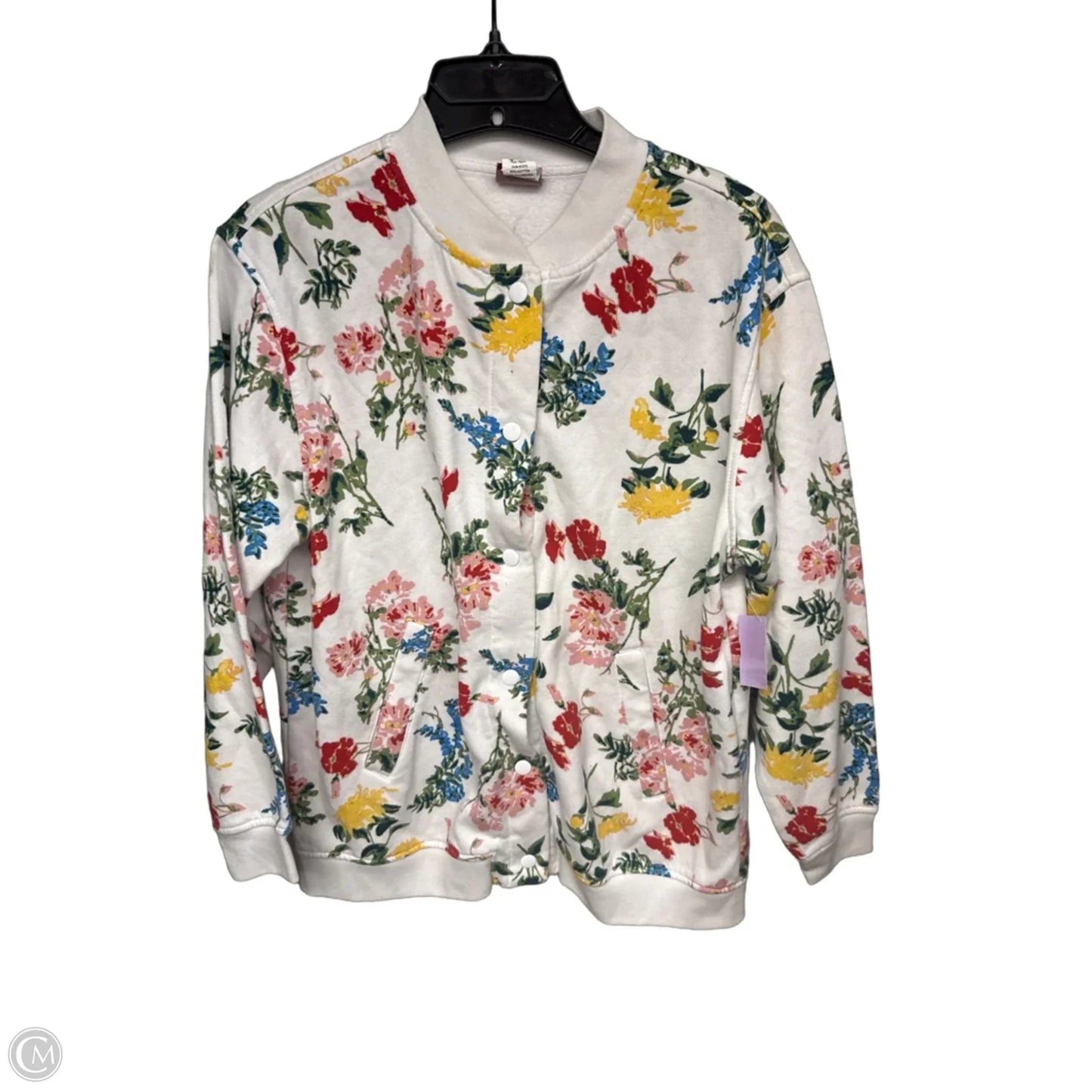 Cardigan By Clothes Mentor In Floral Print, Size: Mp