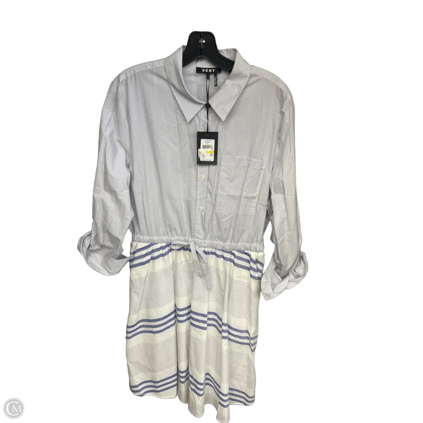 Dress Casual Midi By Dkny In Blue & White, Size: M
