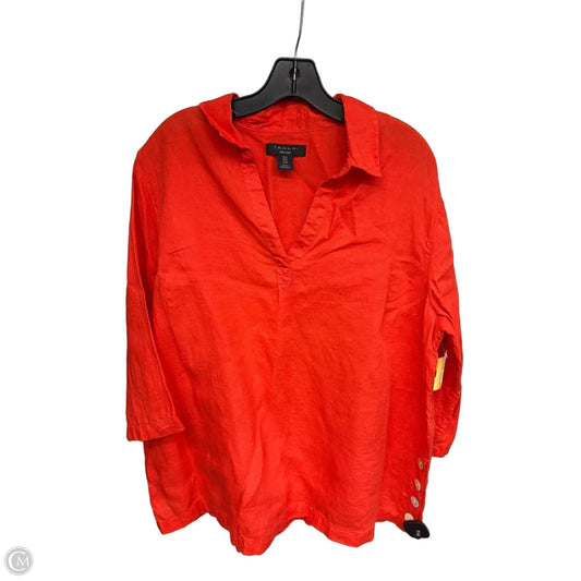 Top 3/4 Sleeve By Tahari In Red, Size: 1x