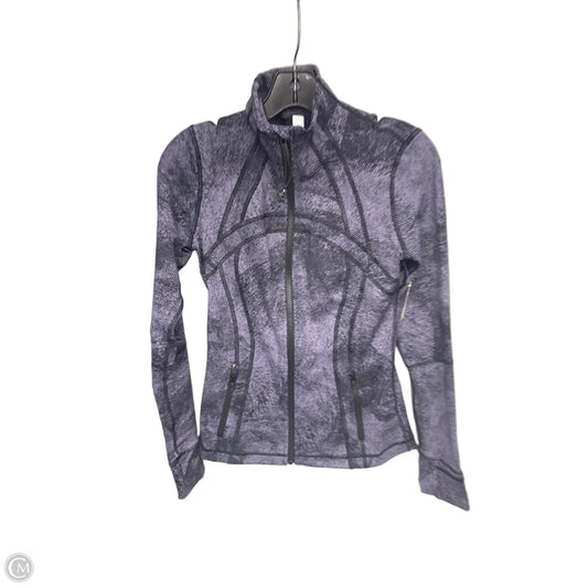 Athletic Top Long Sleeve Collar By Lululemon In Black & Purple, Size: 6