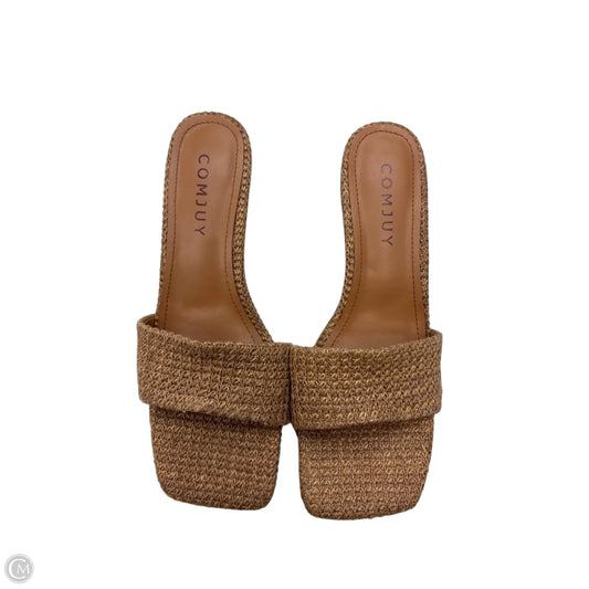 Sandals Heels Block By Clothes Mentor In Brown, Size: 7.5