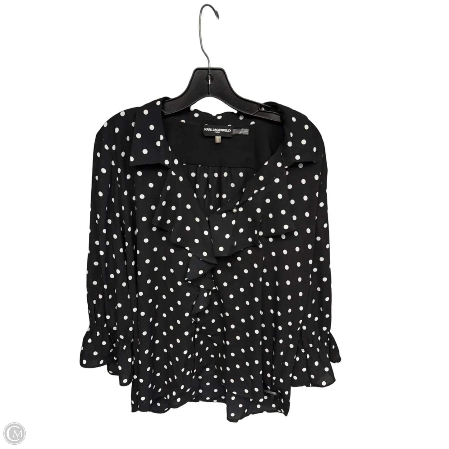 Top Long Sleeve Designer By Karl Lagerfeld In Polkadot Pattern, Size: Xl