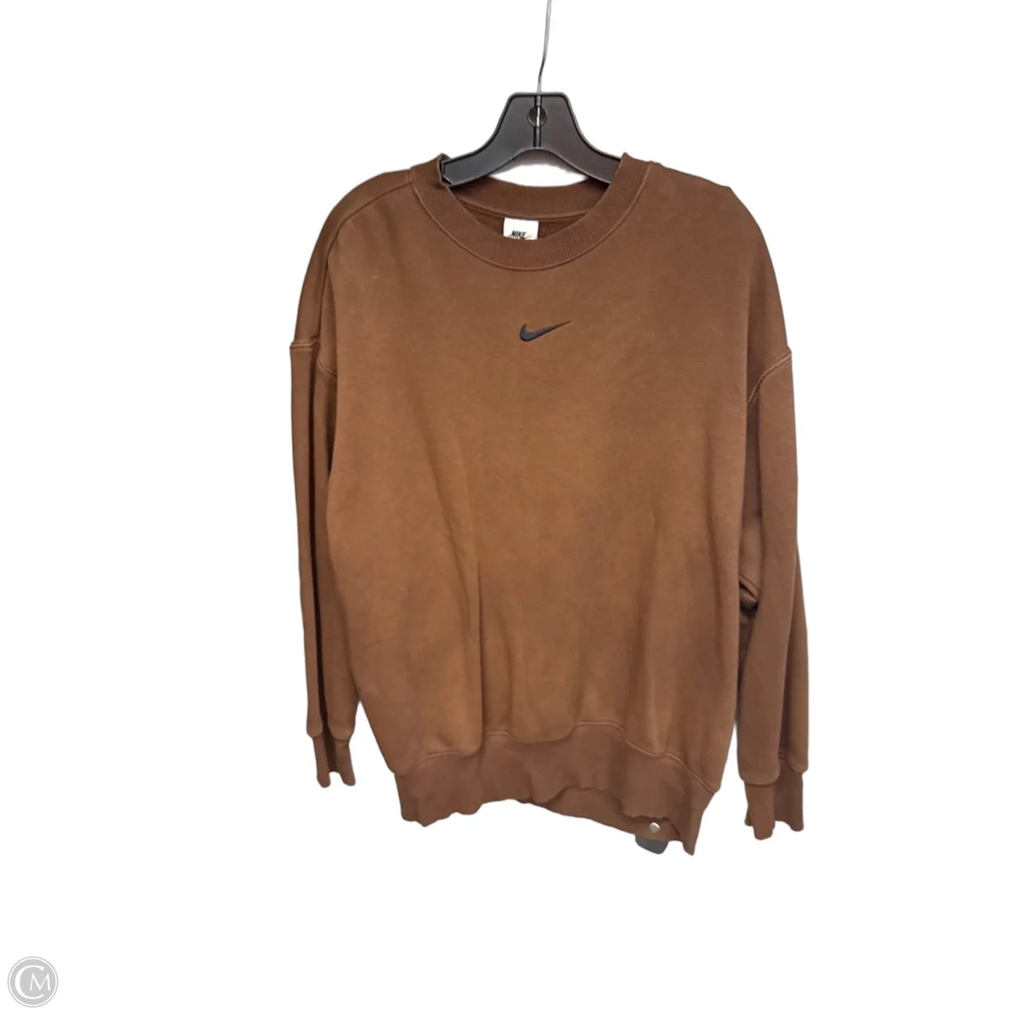Athletic Sweatshirt Crewneck By Nike Apparel In Brown, Size: M