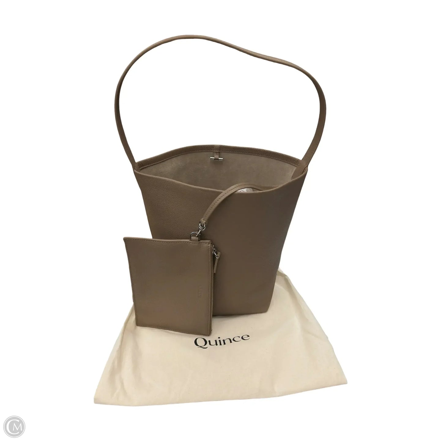 Handbag Leather By Quince, Size: Medium