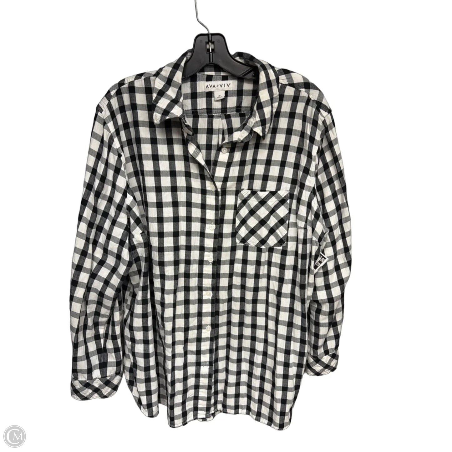 Top Long Sleeve By Ava & Viv In Black & White, Size: 2x