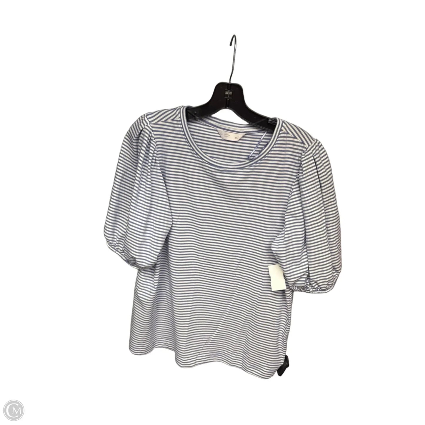 Top Short Sleeve By Lc Lauren Conrad In Blue & White, Size: L