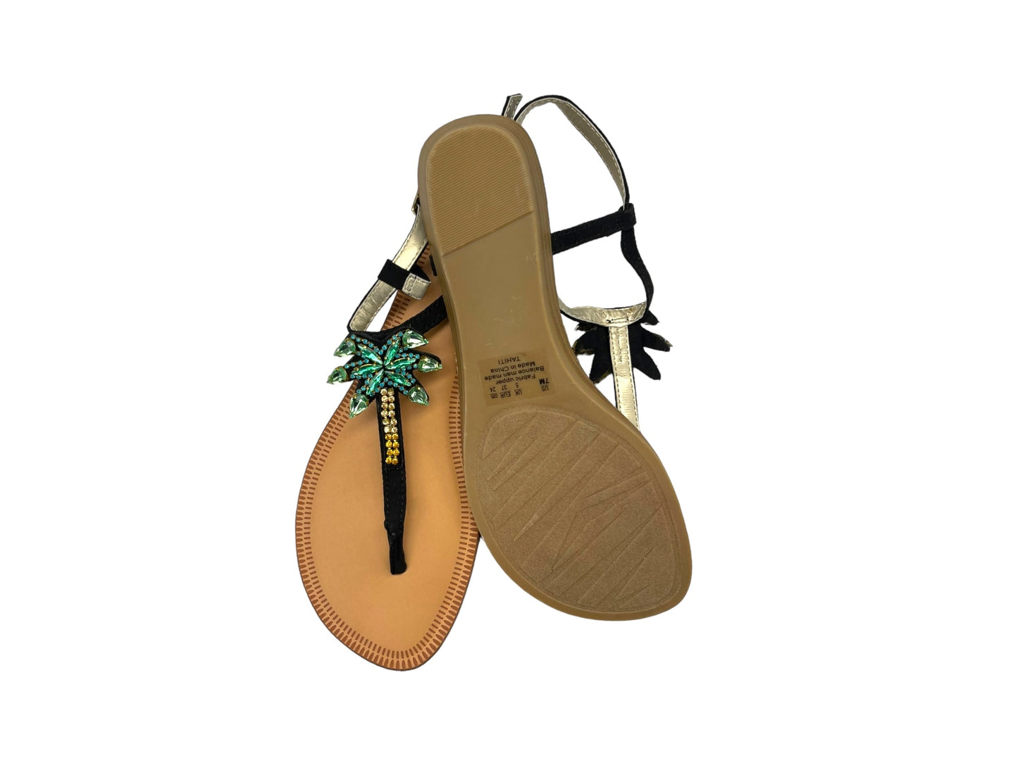 Black & Green Sandals Flip Flops Carlos By Carlos Santana, Size 7