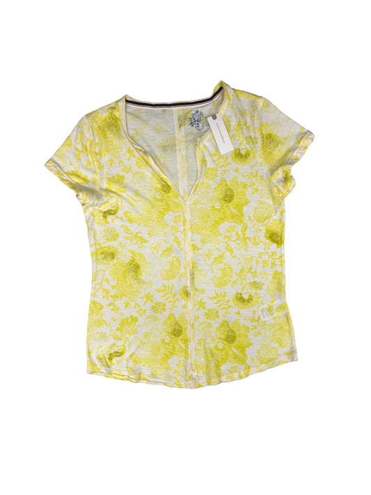 White & Yellow Top Short Sleeve Pilcro, Size S