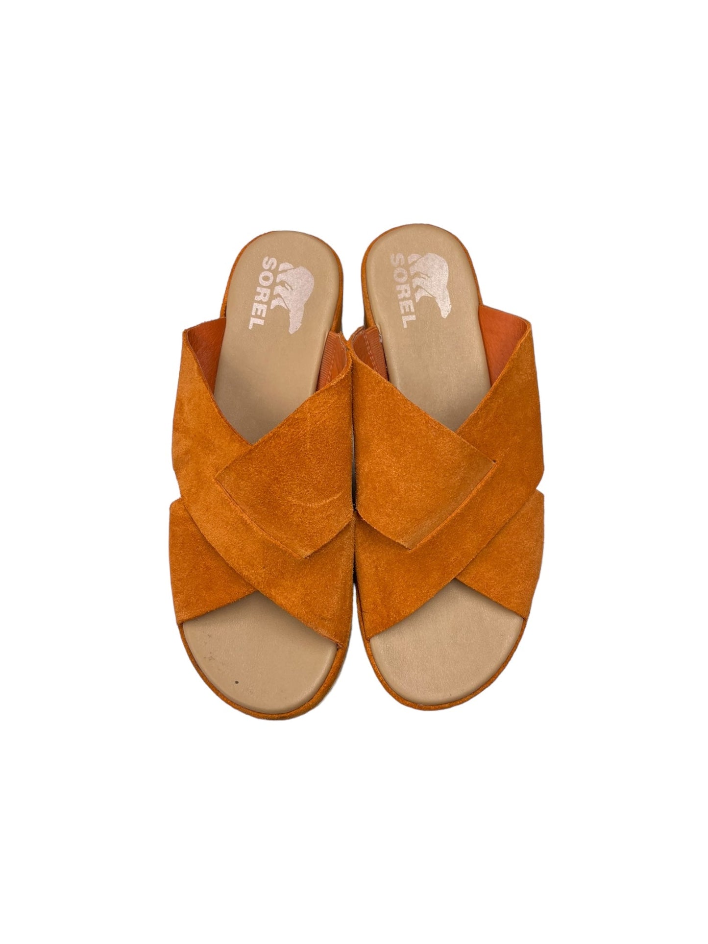 Yellow Sandals Heels Platform Sorel, Size 9