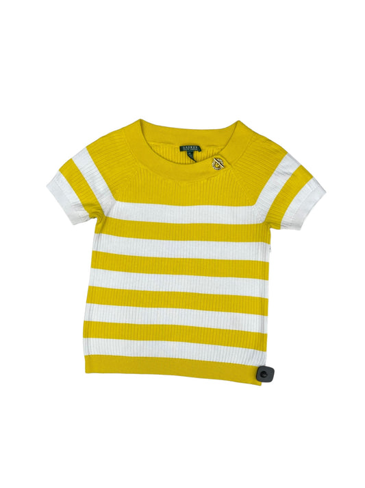 White & Yellow Top Short Sleeve Lauren By Ralph Lauren, Size Xl