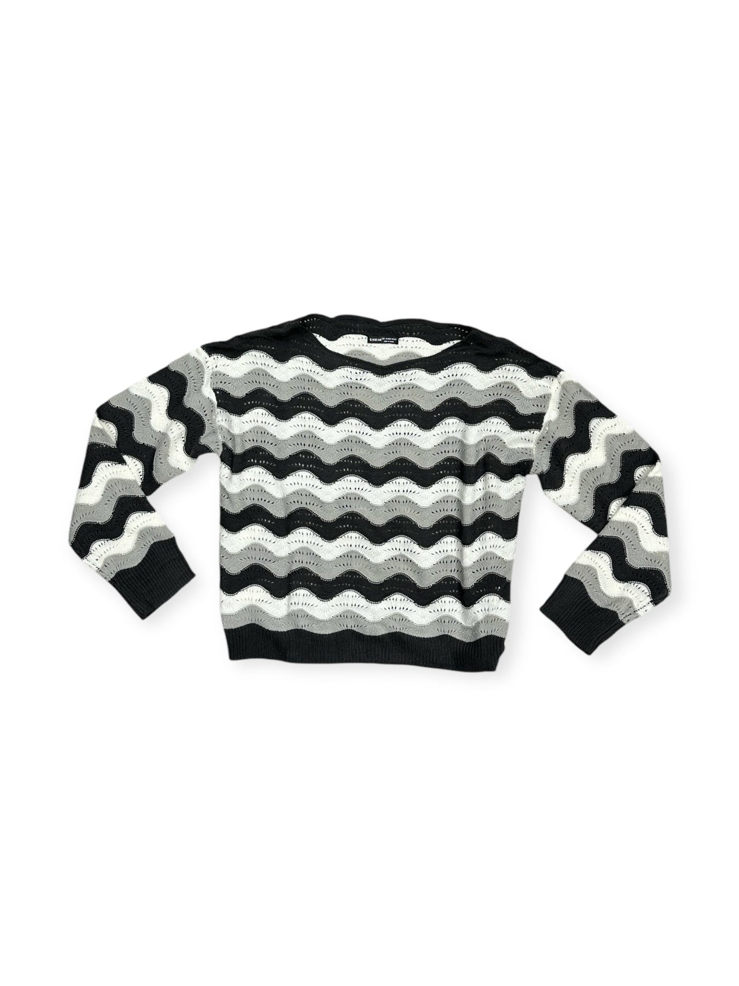 Sweater By Shein In Grey & White, Size: L