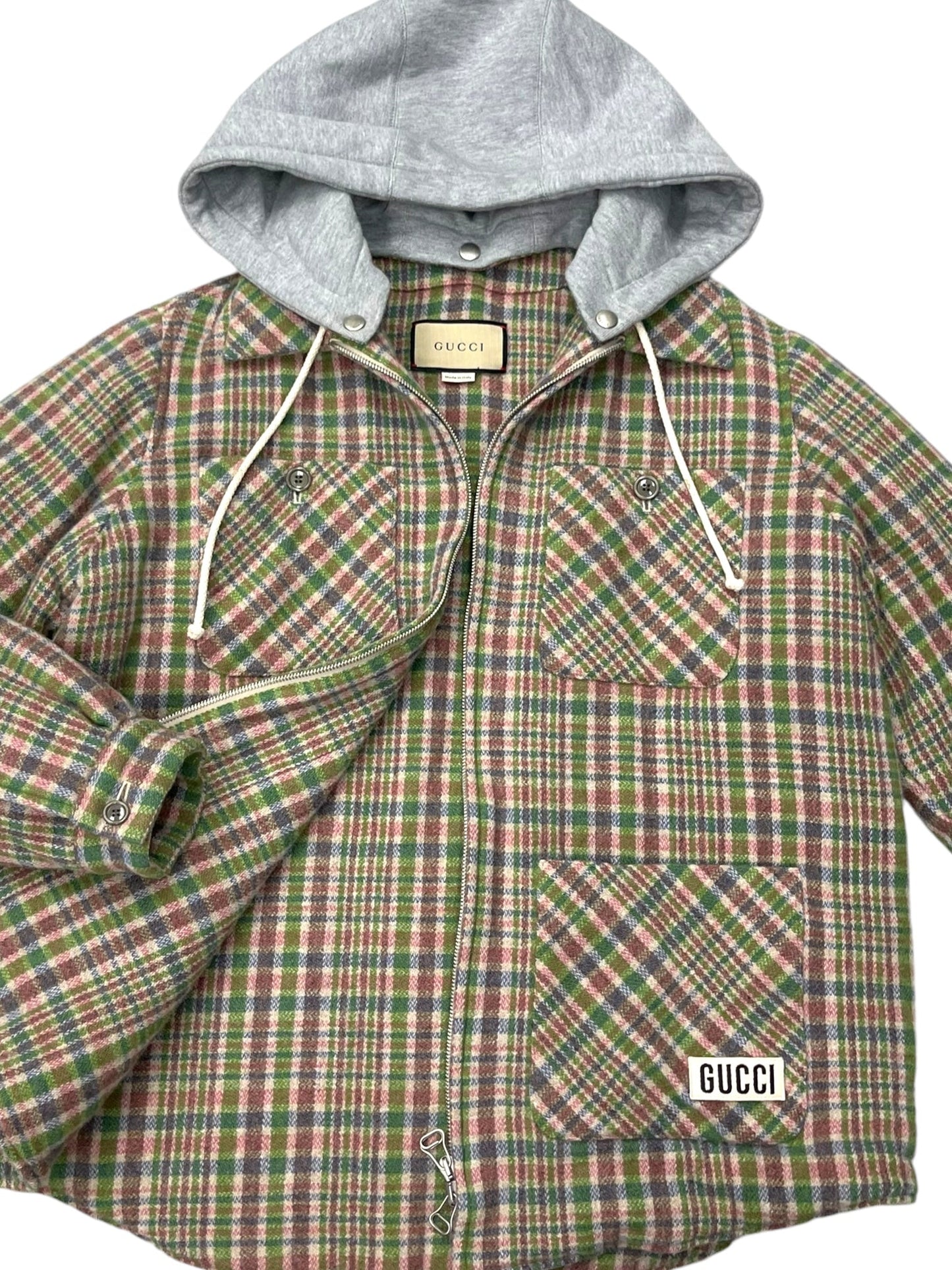 Jacket Designer By Gucci In Plaid Pattern, Size: 44