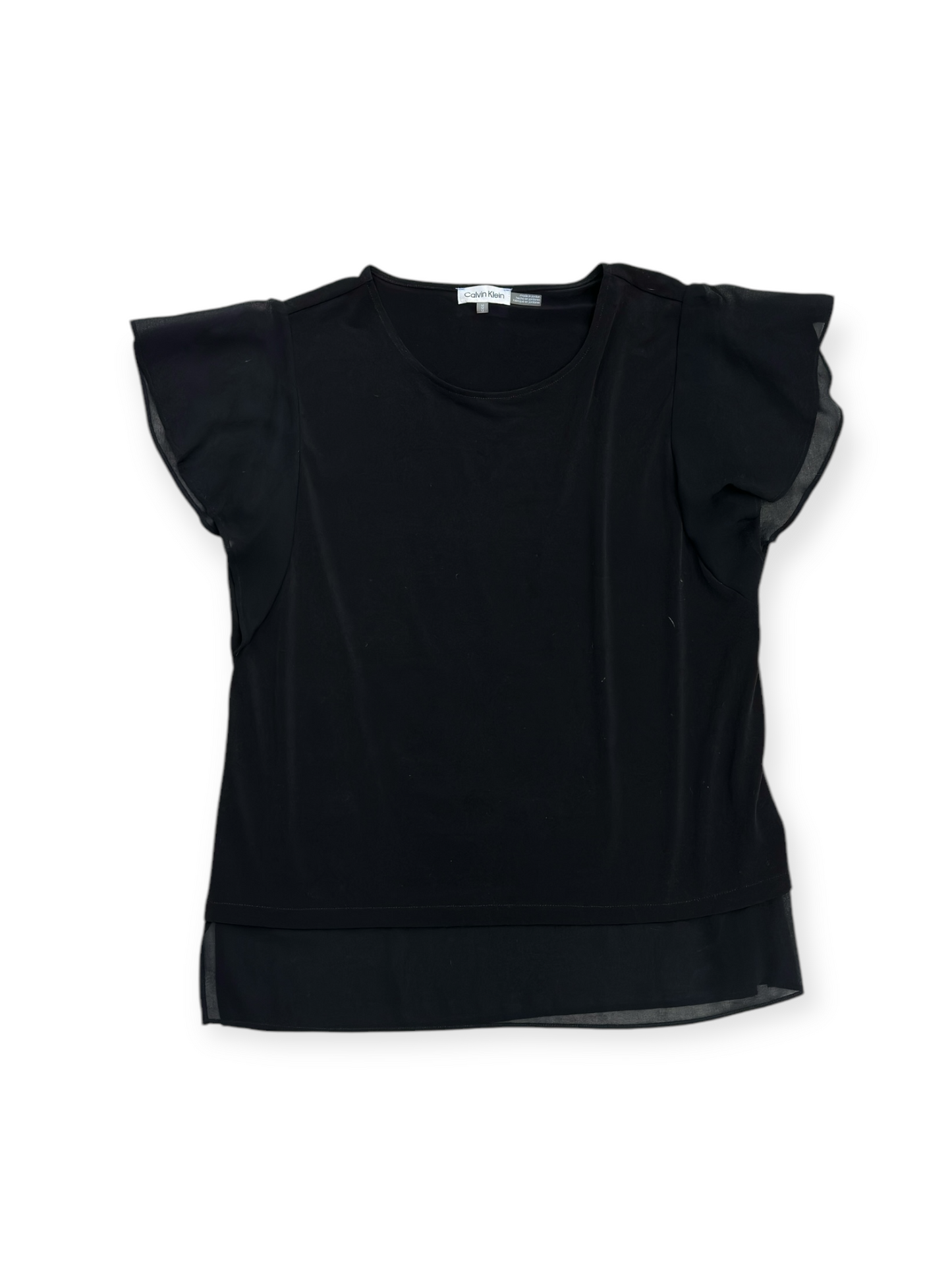 Top Short Sleeve By Calvin Klein In Black, Size: M