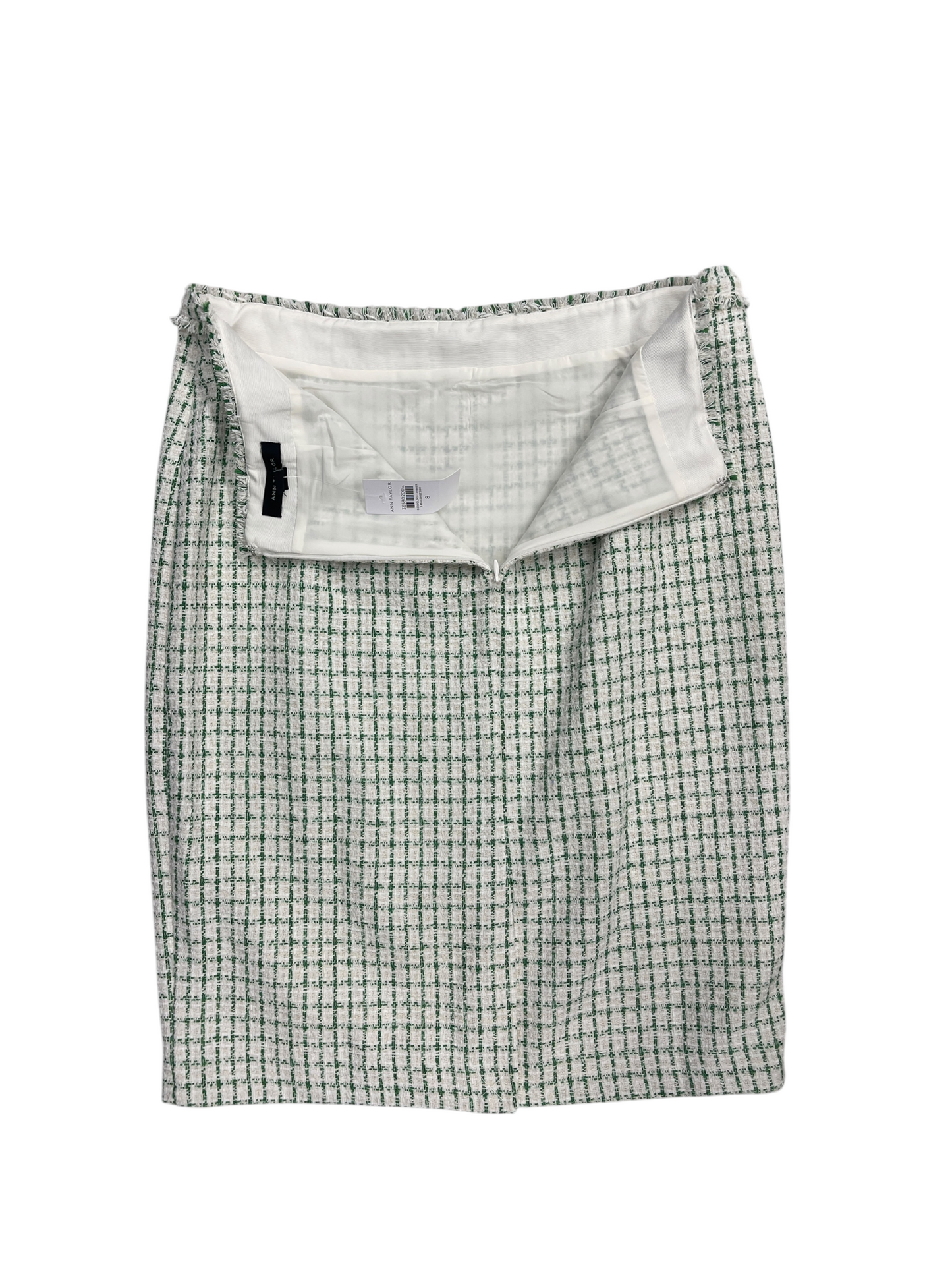 Skirt Midi By Ann Taylor In Green & White, Size: 8