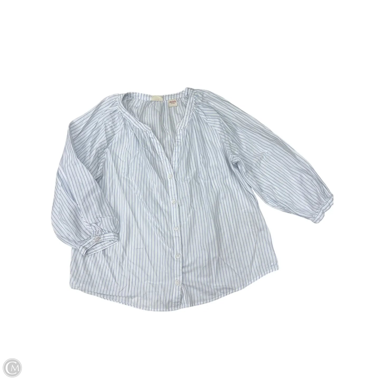 Top 3/4 Sleeve By Levis In Blue & White, Size: Xs