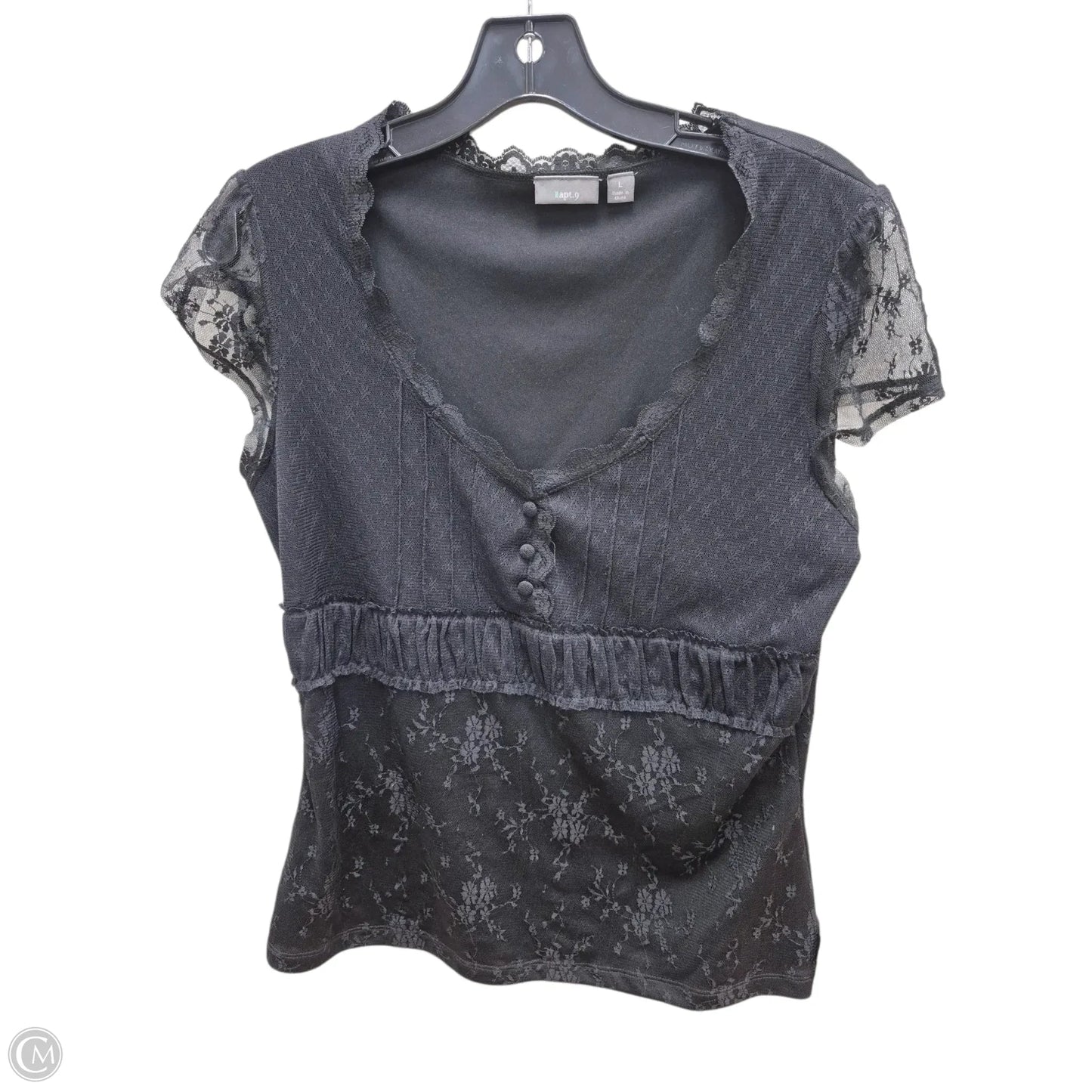Top Short Sleeve By Apt 9 In Black, Size: L