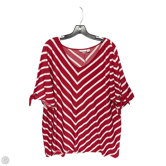 Top Short Sleeve By Croft And Barrow In Red & White, Size: 2x