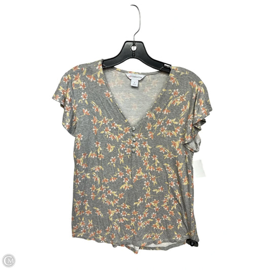 Top Short Sleeve By Liz Claiborne In Grey & Orange, Size: S