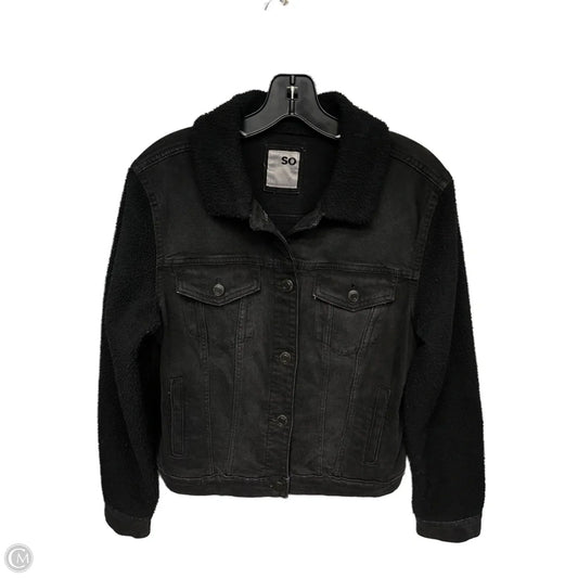Jacket Denim By So In Black, Size: L