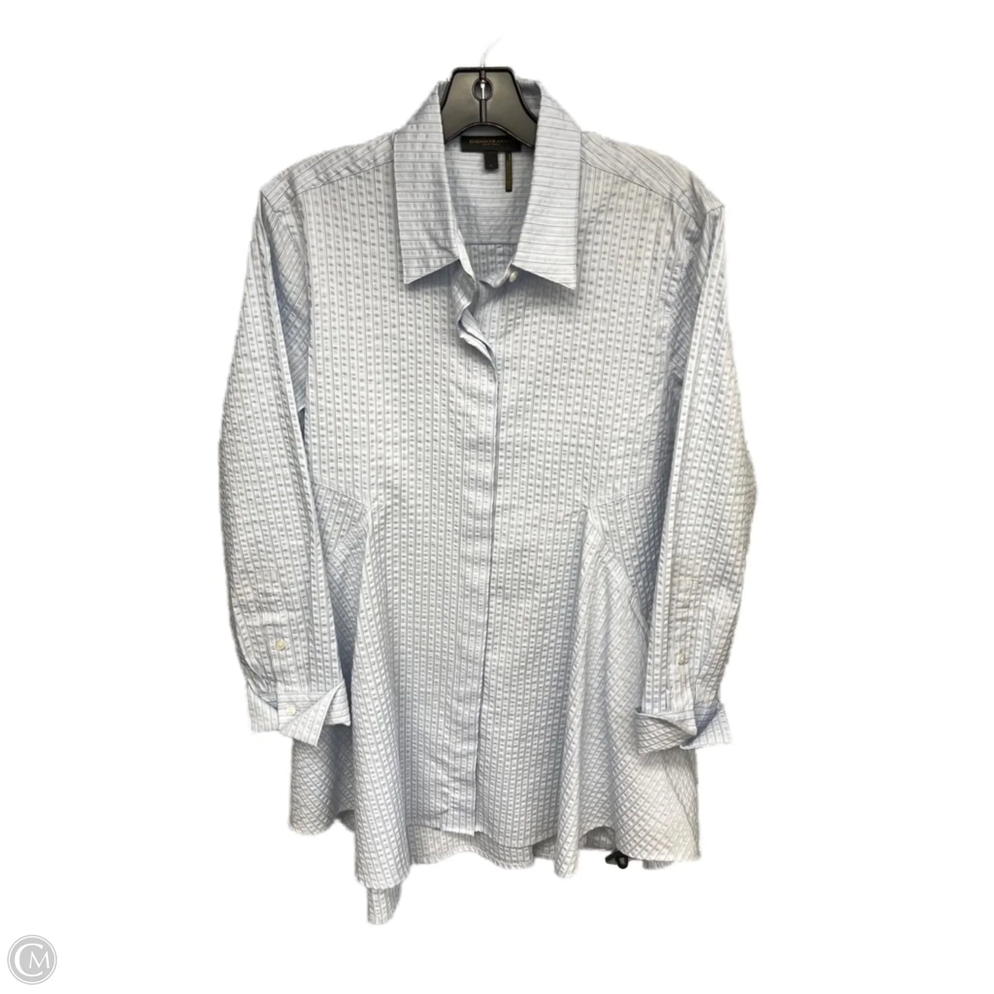 Tunic Long Sleeve By Donna Karan In Blue, Size: L