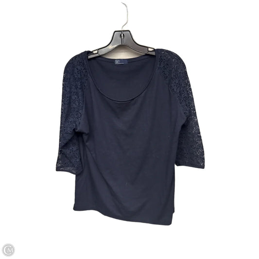 Top 3/4 Sleeve By Gap In Navy, Size: L