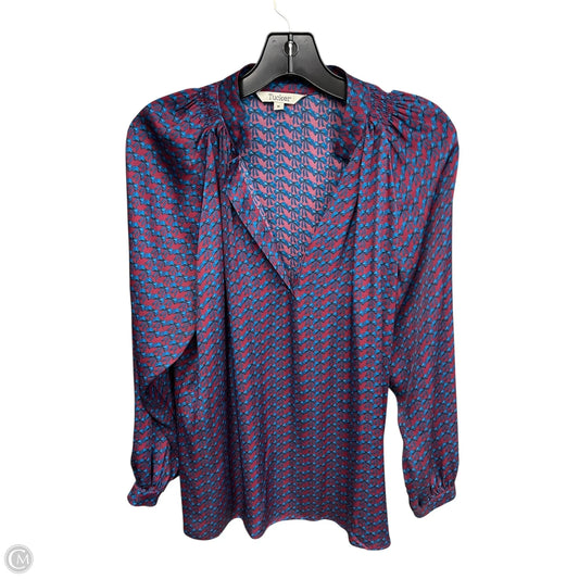 Top Long Sleeve By Tucker In Blue & Red, Size: M