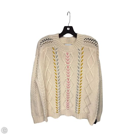 Sweater By Michael Stars In Cream & Pink, Size: Xl