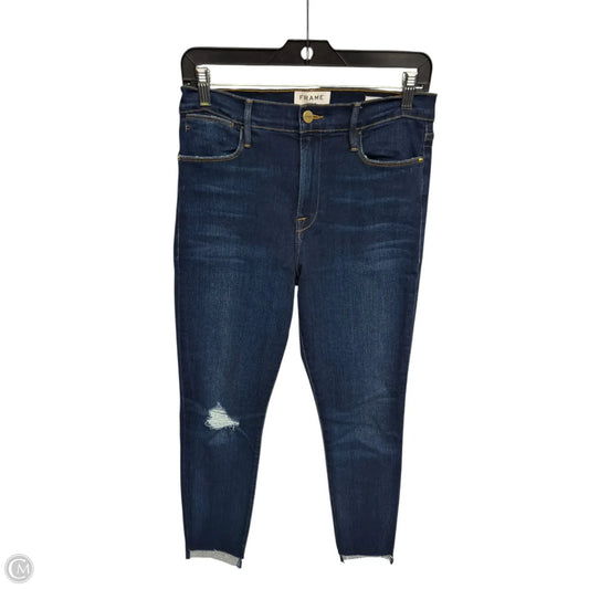Jeans Skinny By Frame In Blue Denim, Size: 30