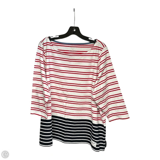 Top Long Sleeve By Talbots In Red & White, Size: Xxl