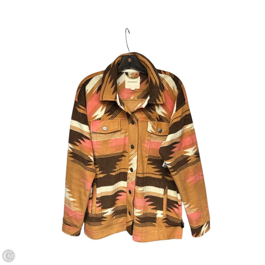 Jacket Fleece By Thread And Supply In Orange & Pink, Size: M